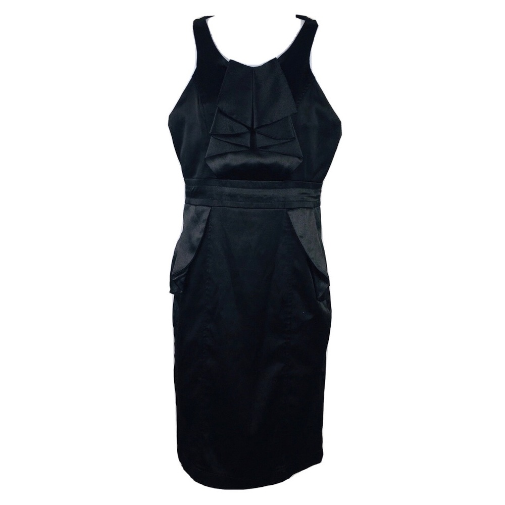 Fifth Culture Little Black Cocktail Dress size Small Faux Satin Open Back